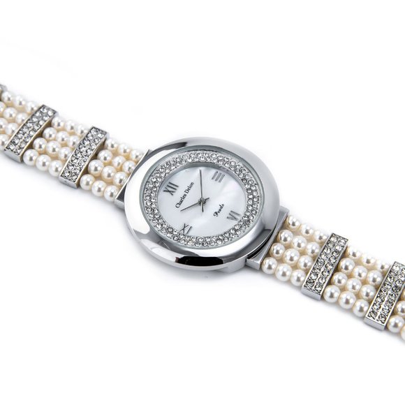 Charles Delon Casual Style Silver/Pearl Watch - Picture 3 of 4